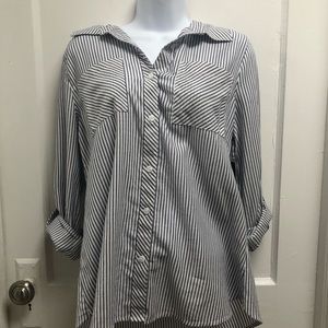 Relativity Blu Embro Blue Striped Button Down Med